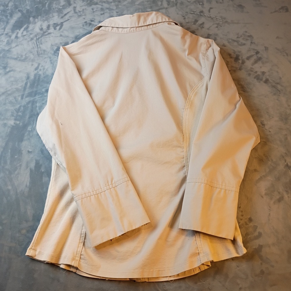 Zac & Rachel Womens Beige Pleated Front 3/4 Sleeve Button Down Shirt Large - Picture 3 of 8